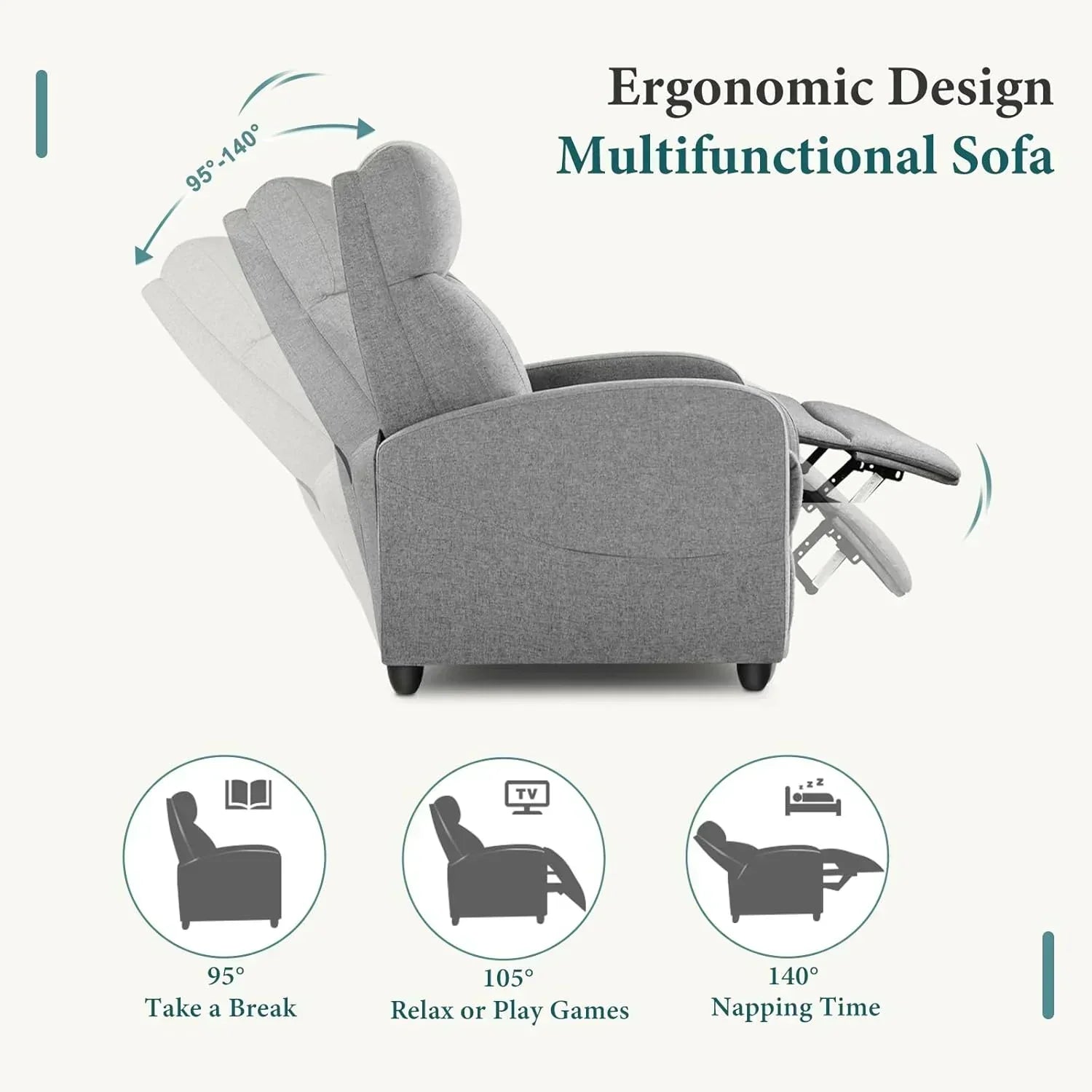 Swivel high-back rocking chair with footrest padded glider baby chair with comfortable deep seat