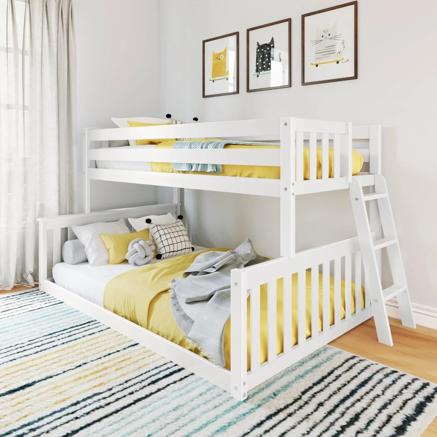 Max & Lily Fundamental Twin Low Bunk Bed Kids Solid Wood Modern Bed Frame Strong Wooden Slats