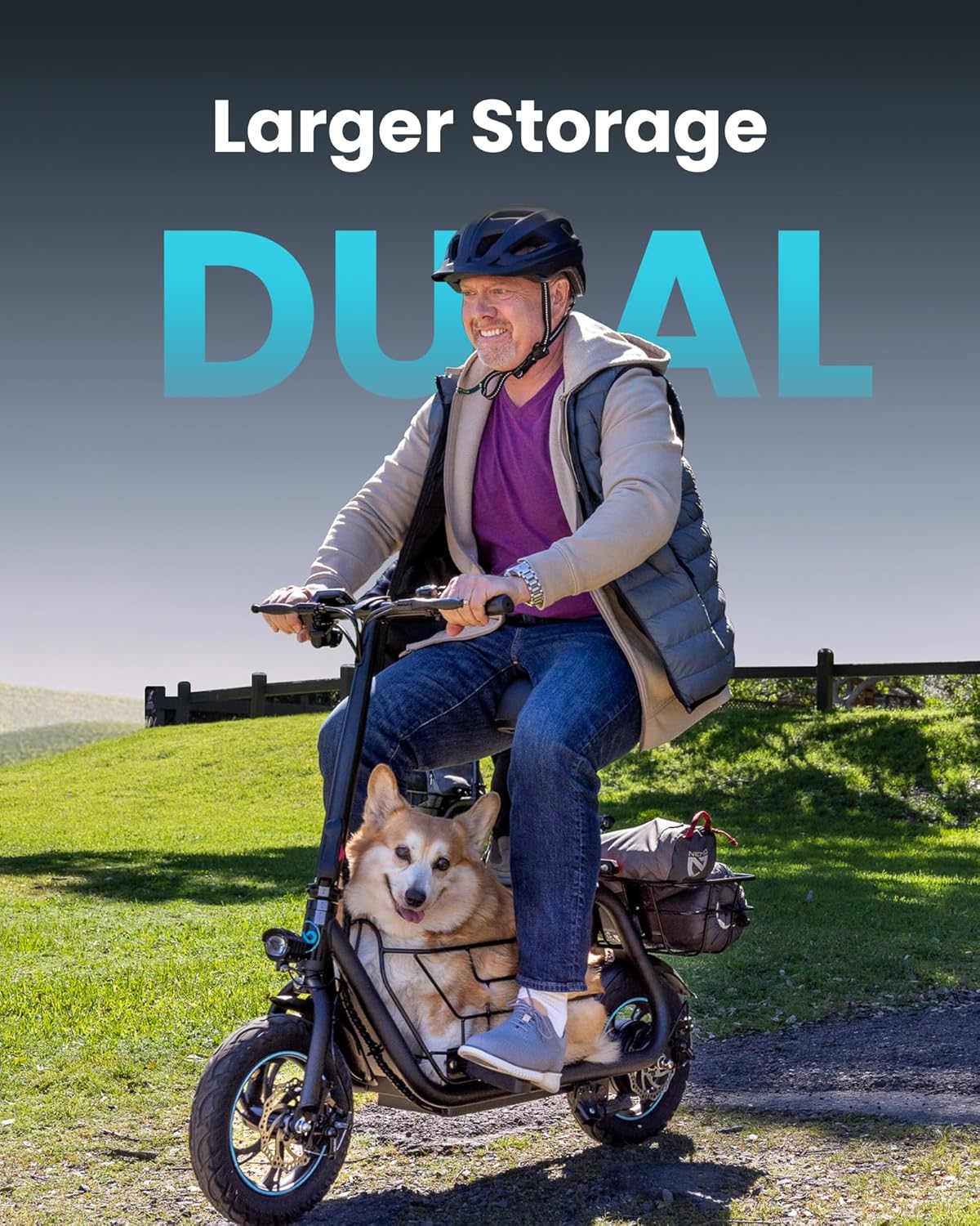 Gyroor Adult Electric Scooter with Large Center Basket 20 Mile Range Foldable and Seat