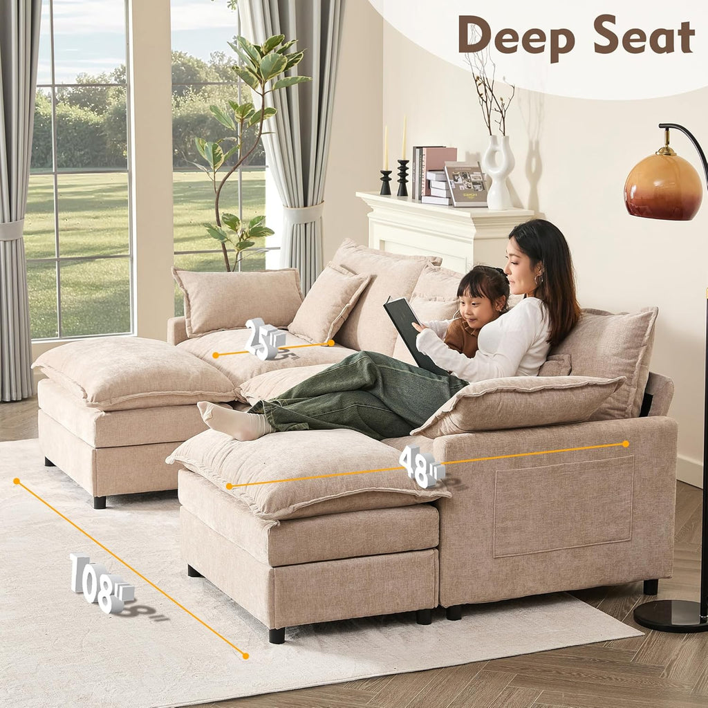 108 U-shaped sofa modular sofa three-seater comfortable cloud sofa
