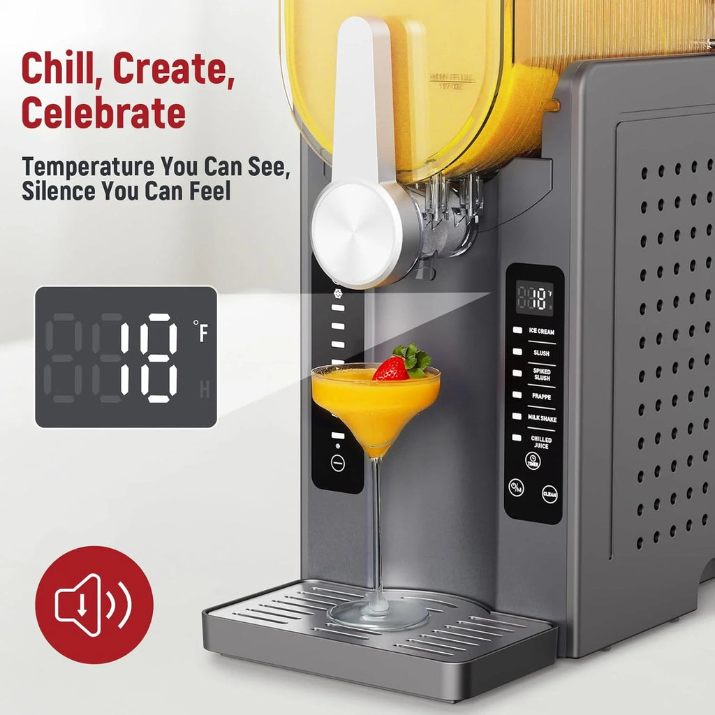 Slushie Machine: No Ice Needed All-in-One Slushy Maker for Home, Real-Time Temp Display, Auto-Clean, 6 Preset | Frozen Margaritas, Cocktails, Frapp��s, Ice Cream, Smoothies, Milkshakes,Summer Parties