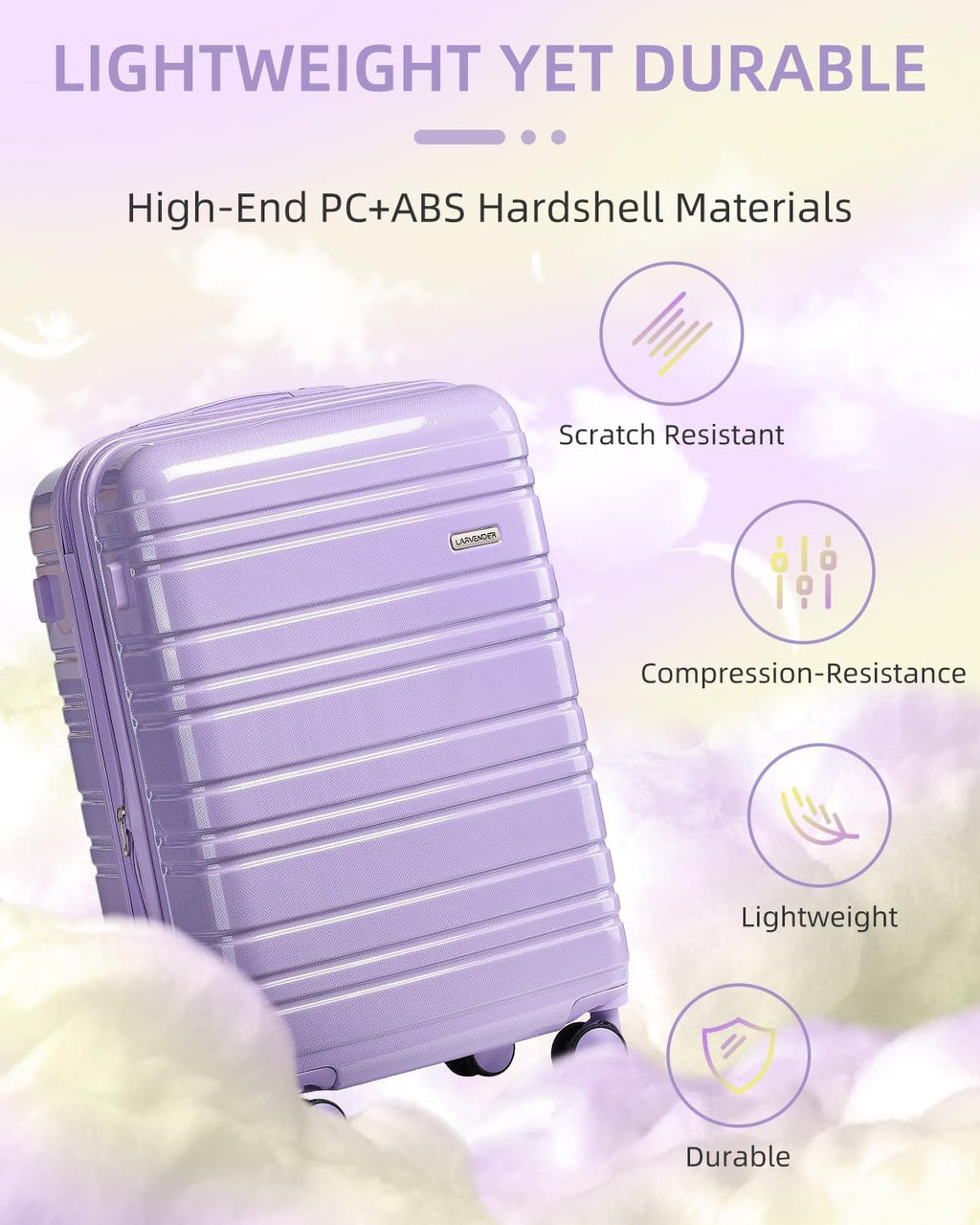 6-piece luggage set, expandable hardshell suitcase set with spinner wheels, lightweight rolling luggage set