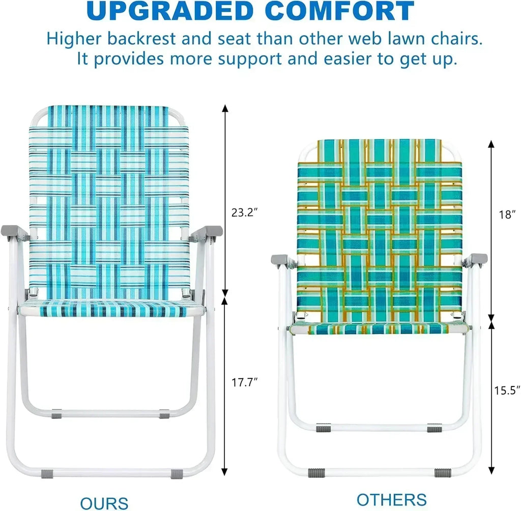 VINGLI Patio Lawn Webbed Folding Chairs Set of 2 Outdoor Beach Portable Lawn Chair