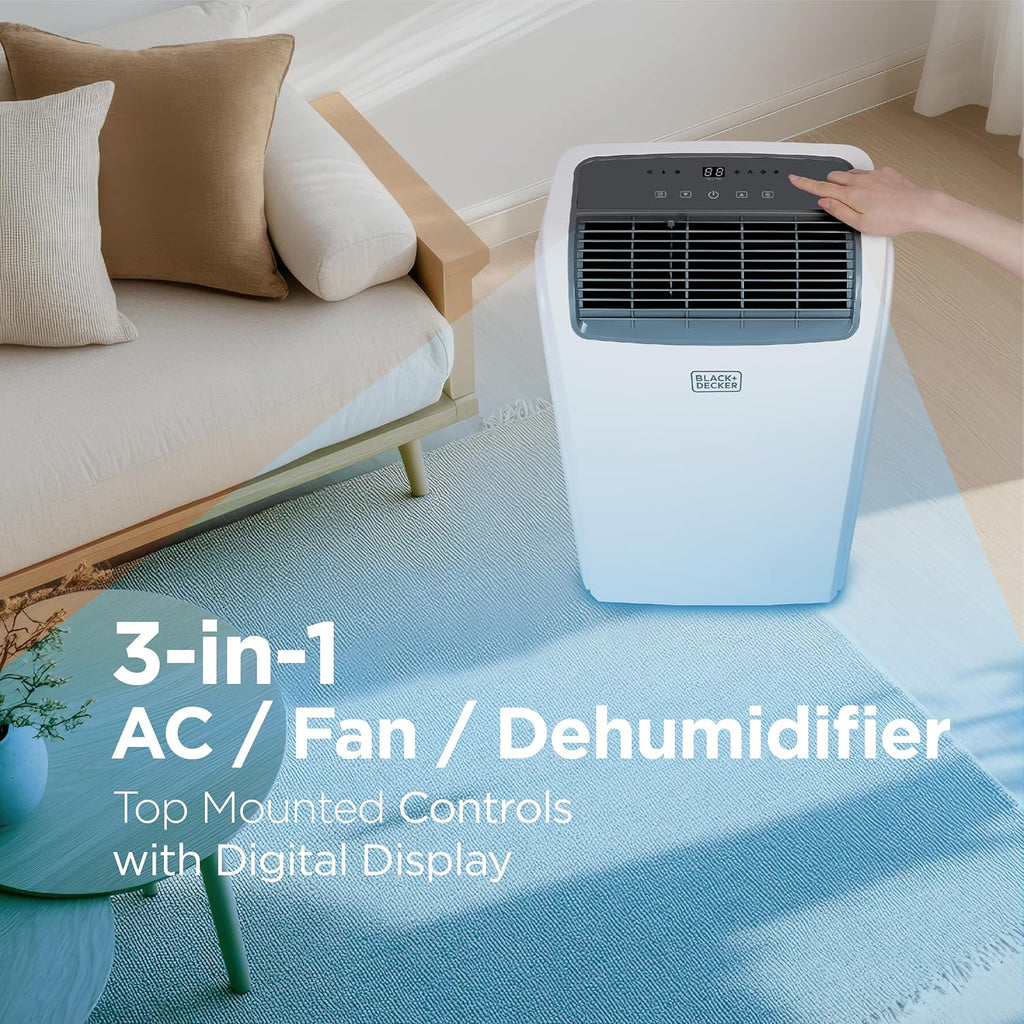 BLACK+DECKER 10,000 BTU Portable Air Conditioner for Rooms up to 450 Sq with Remote Control
