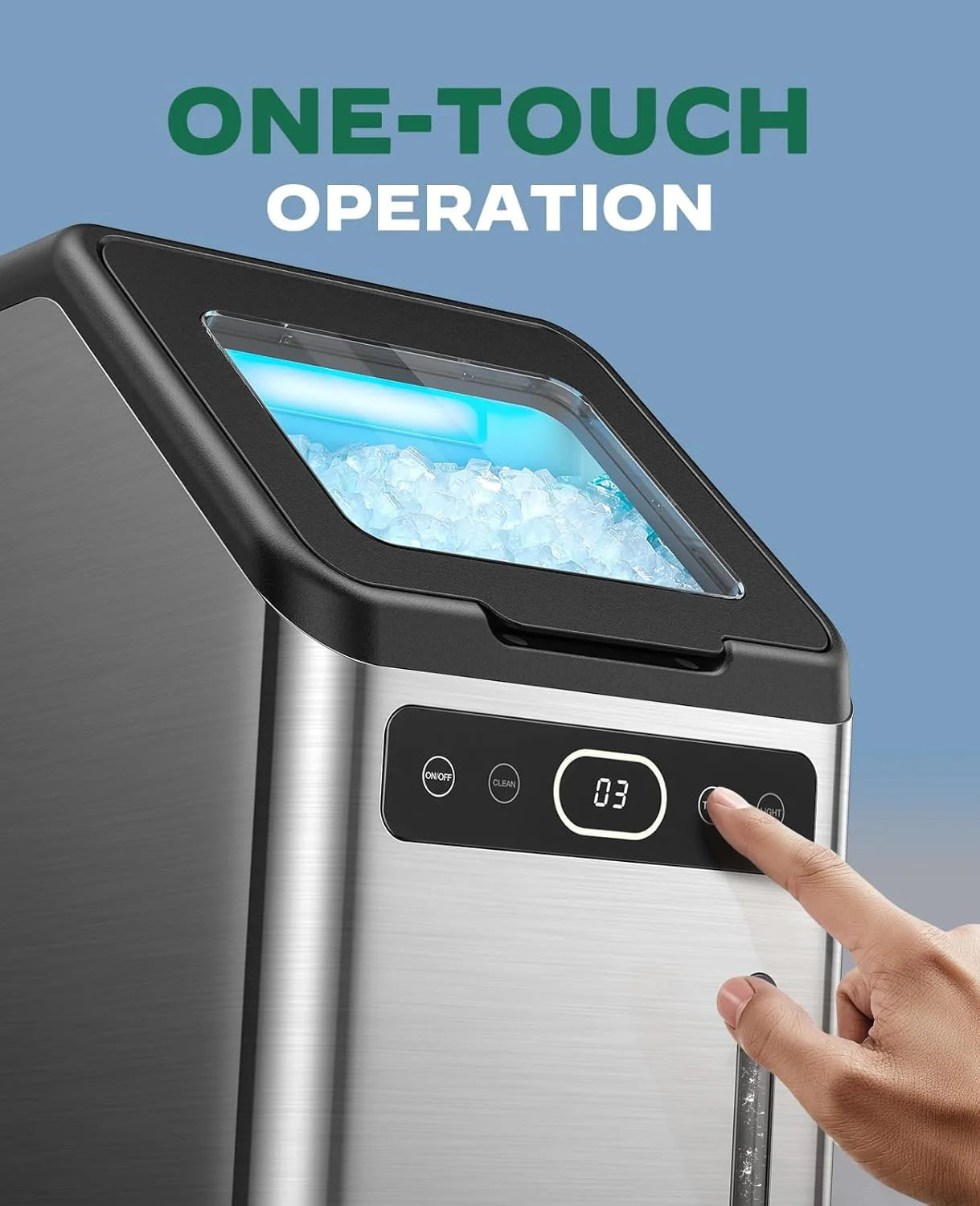 Nugget Ice Maker Countertop, Silonn Chewable Pellet Ice Machine with Self-Cleanin Function, 33lbs/24H Portable Ice Makers for Home Kitchen Officce, Black