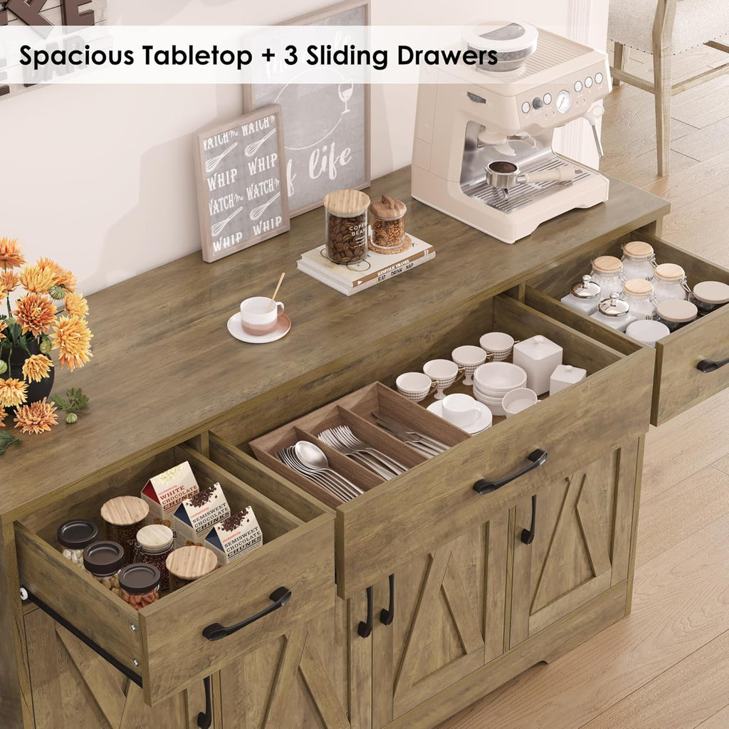 Sideboard with drawers large 55-inch sideboard modern farmhouse wood kitchen dining table