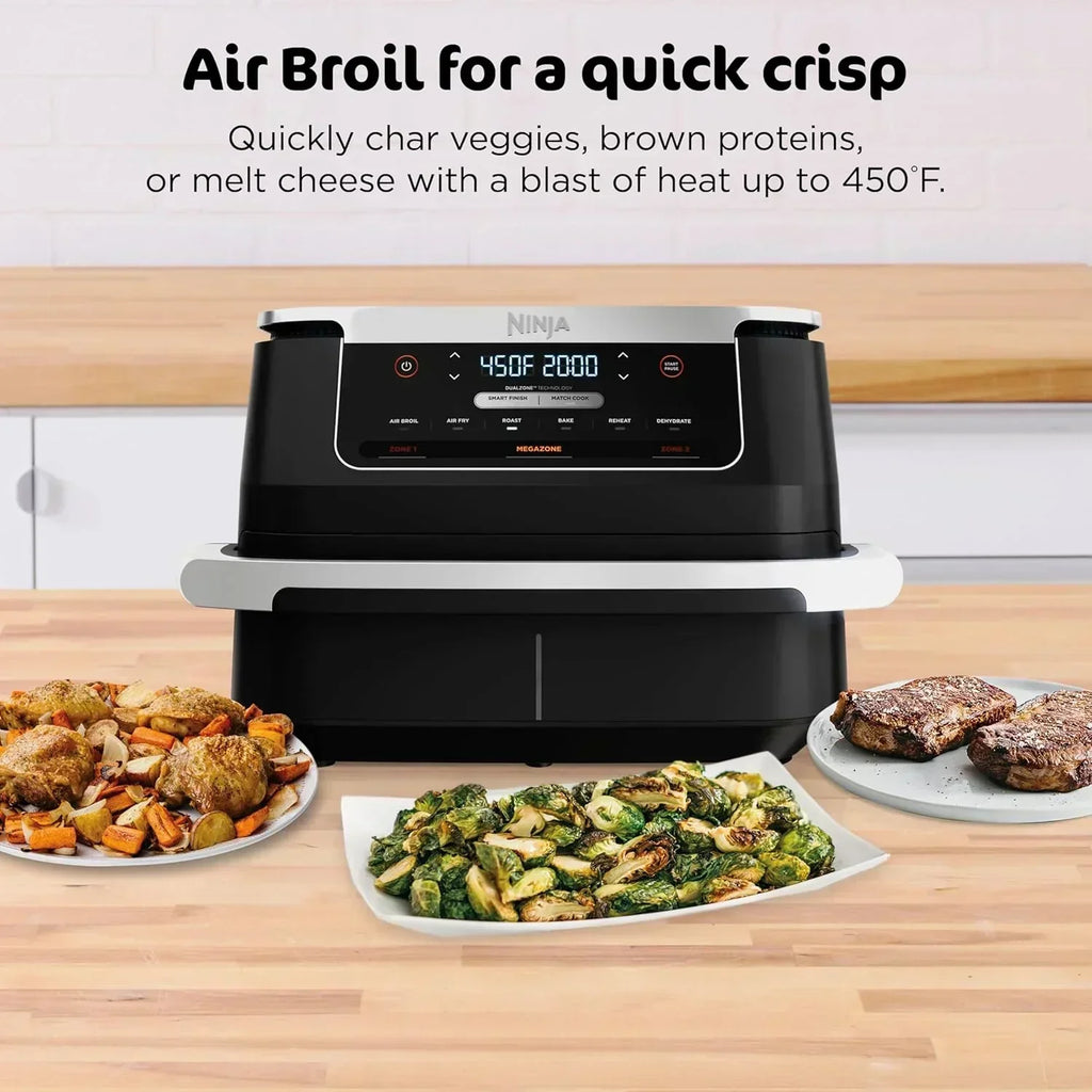 Ninja Foodi 6-in-1 FlexBasket Air Fryer with 7 QT MegaZone Basket Divider for Large Proteins