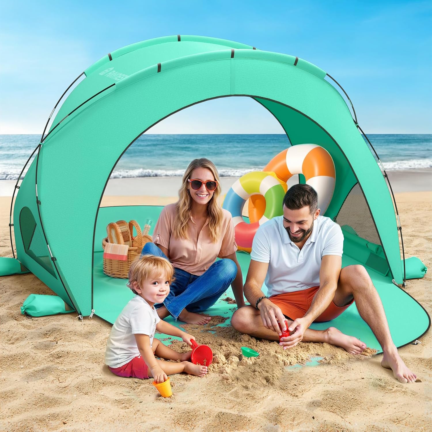 Beach Tent Sun Shelter Beach Shade Tent with UPF50+ UV Protection Beach Sun Shelter Beach Shade