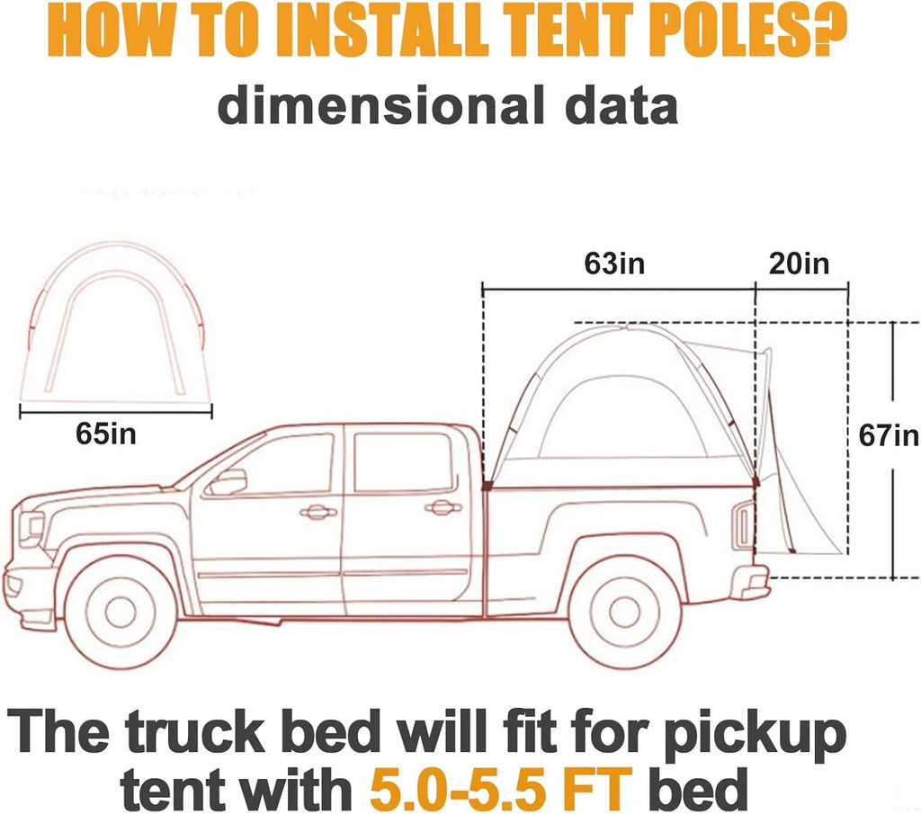 SUV Tent, 5-9 Person Rectangle Car Tent for Family, Waterproof & Windproof for Car Camping, Large Camping Tents with Storage Bag, SUV, Van, Jeep, Pickup 8FT L x 10.6FT W x 7.2FT H