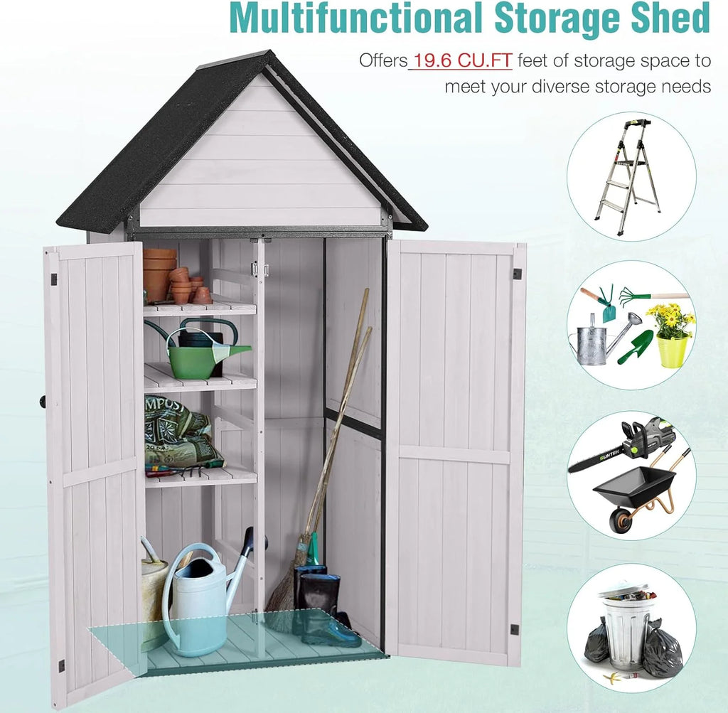 Sheds Outdoor Storage Garden Shed with Metal Frame Structure and Adjustable Shelves
