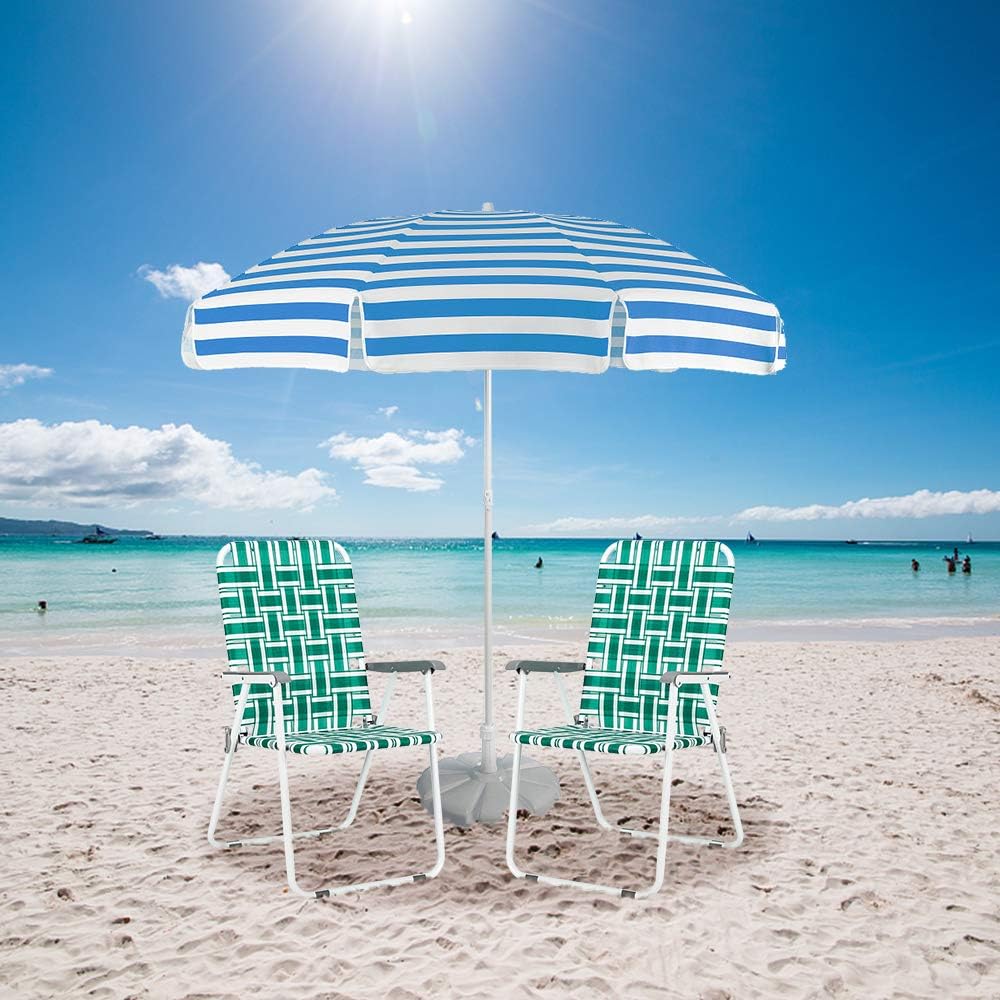 VINGLI Patio Lawn Webbed Folding Chairs Set of 2 Outdoor Beach Portable Lawn Chair