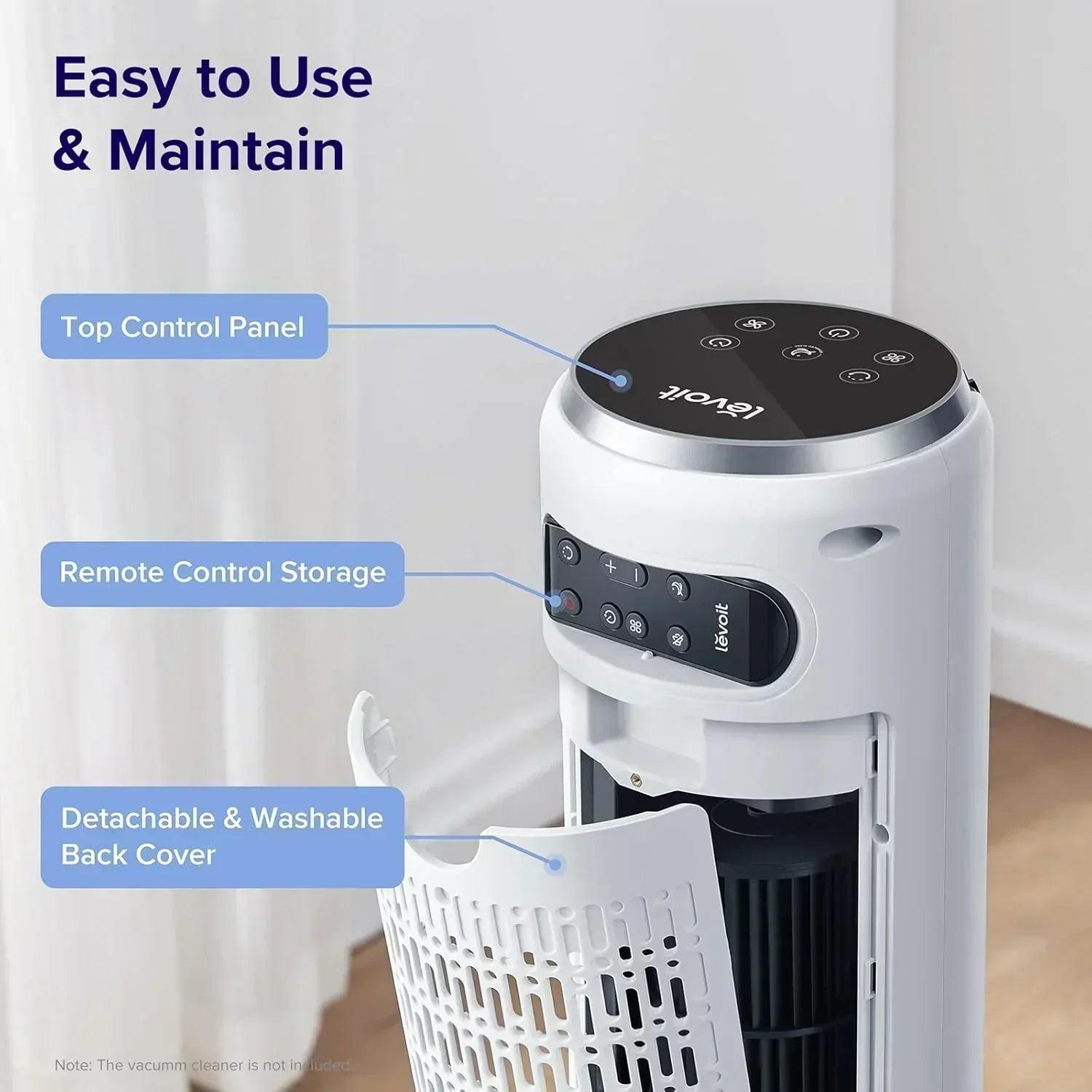 LEVOIT Tower Fan for Bedroom Standing Fan with 28dB Quiet for Sleep Remoter 12H Timer