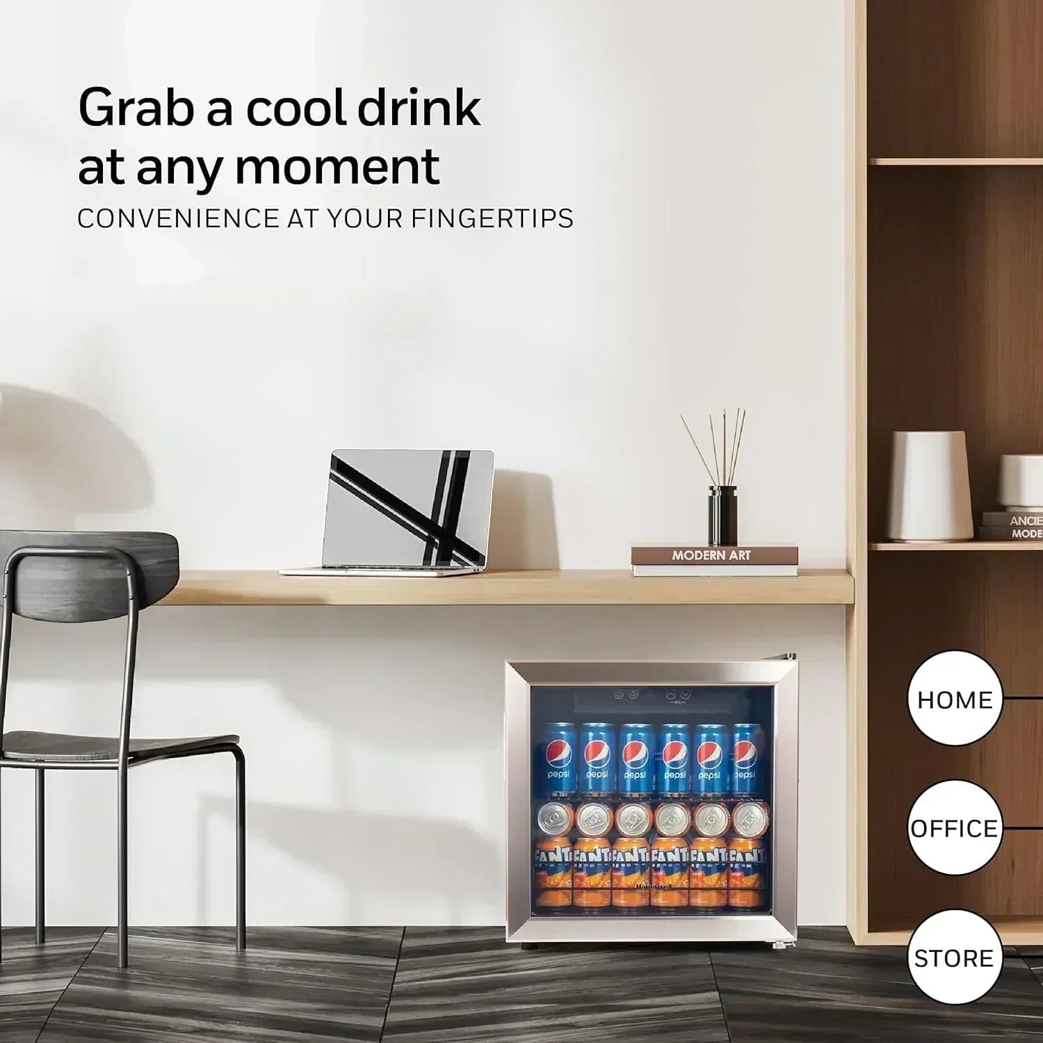 Beverage Refrigerator and Cooler 115 Can Mini Fridge with Glass Door for Soda Beer or Wine