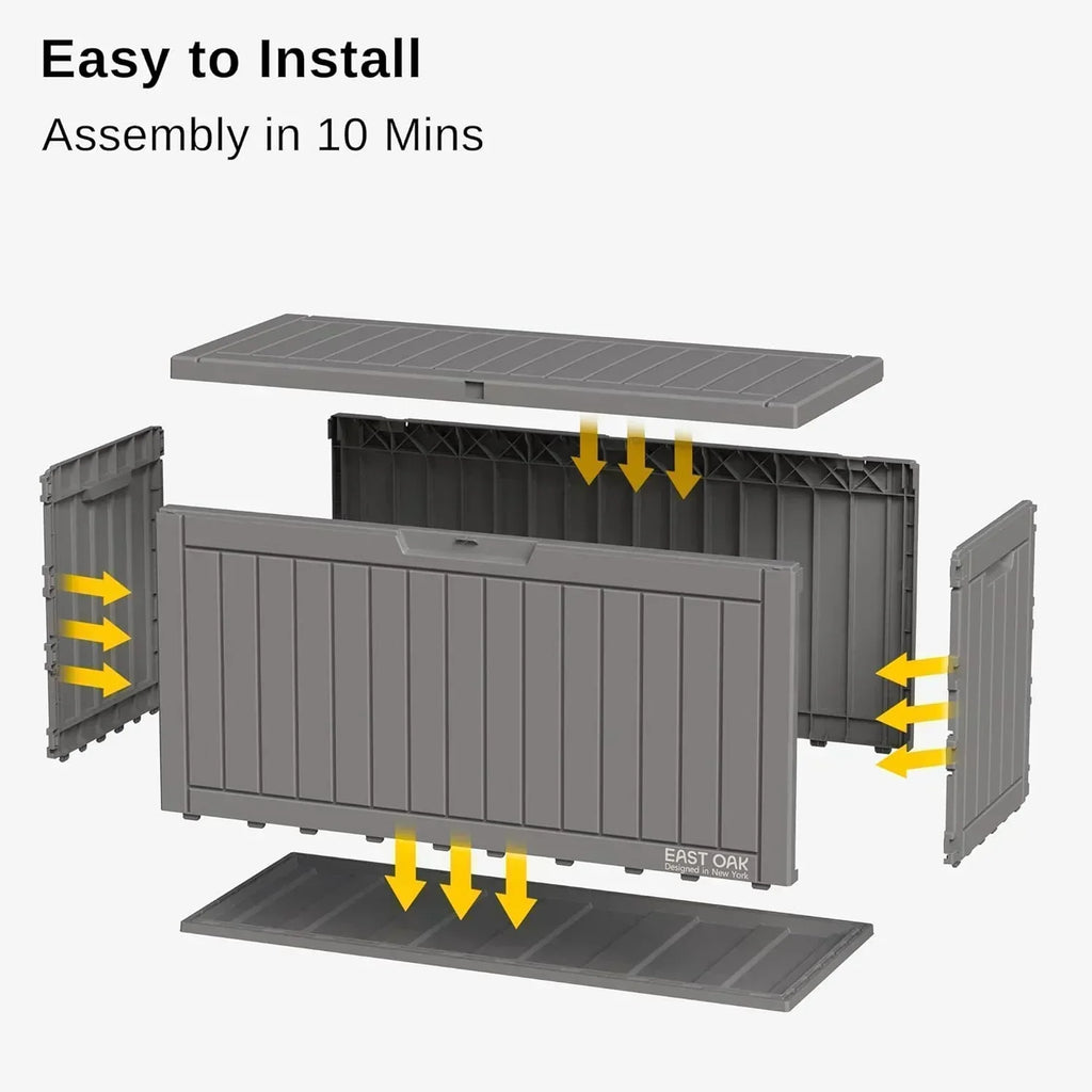 EAST OAK Outdoor Storage Box 60 Gallon Deck Box Indoor and Outdoor Use Waterproof Resin Storage