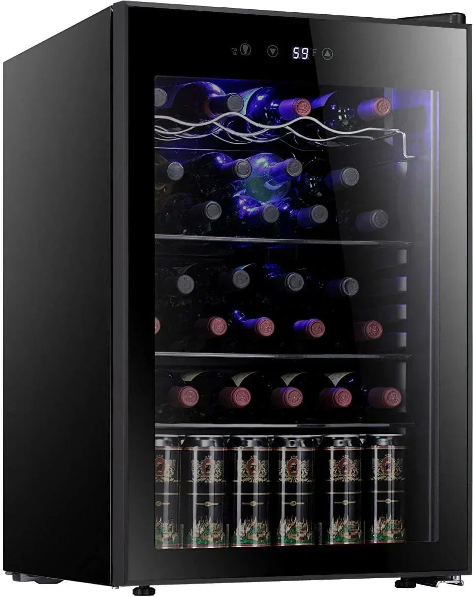 Antarctic Star 26 Bottle 130 Can Wine Cooler/Cabinet Beverage Refrigerator Cellar Beer Clear Glass
