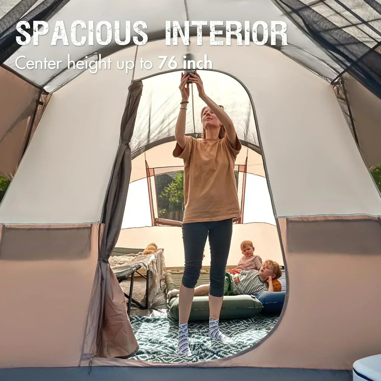 PORTAL 6/8/10 Person Family Camping Tent with Screen Room Water Resistant Big Tunnel Tent
