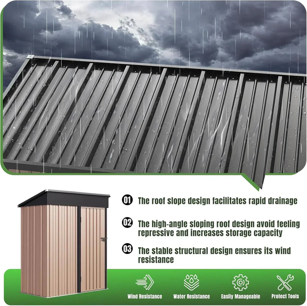 Aoxun 6.2x4 FT Shed Outdoor Storage Shed Metal Garden Shed Sloping Roof Tool Shed Bike Shed