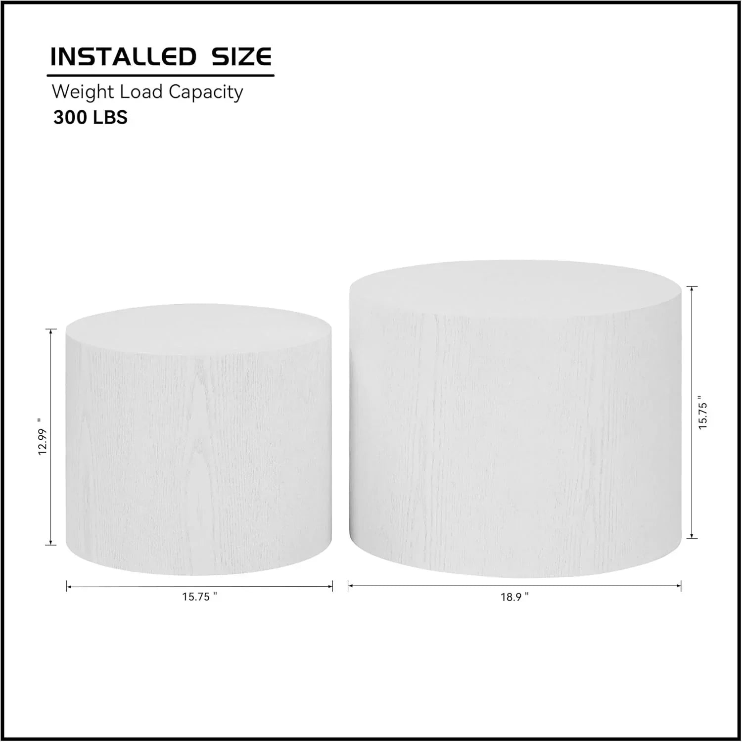 Nesting Coffee Table Set of 2 Modern Round Coffee Table with Non-Slip Feet Circle Accent Tables