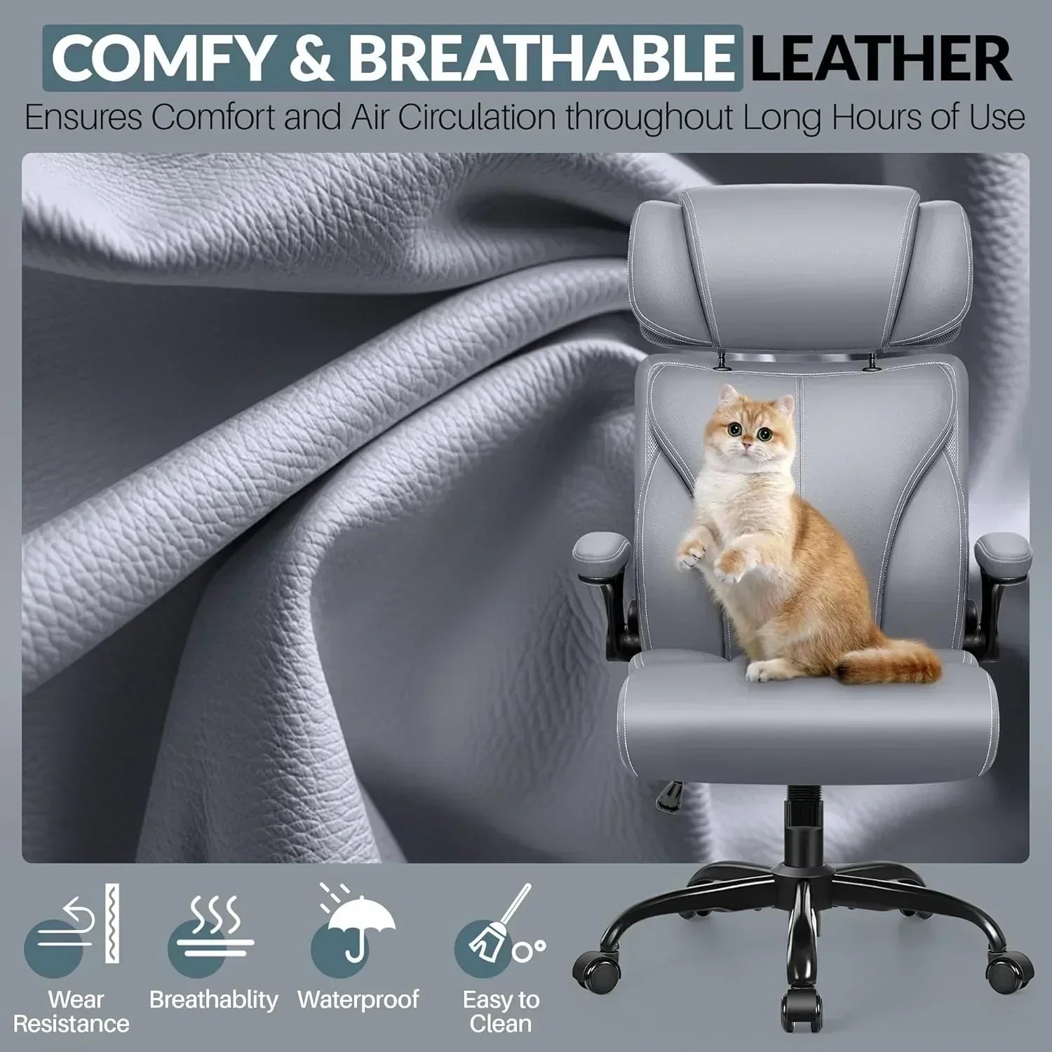 Office Chair Large High-Foot Computer Desk Chair Chair Lumbar Support Rotating Computer Chair