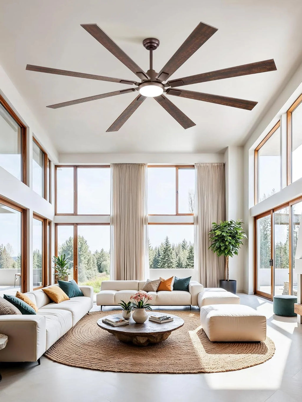 ZMISHIBO 72 inch Large Ceiling Fans with Lights and Remote, Indoor/Outdoor Black Modern Ceiling Fan for Kitchen Living Room Patio, 6 Speed Reversible Quiet DC Motor, 3 CCT, Dual Finish 8 Blades