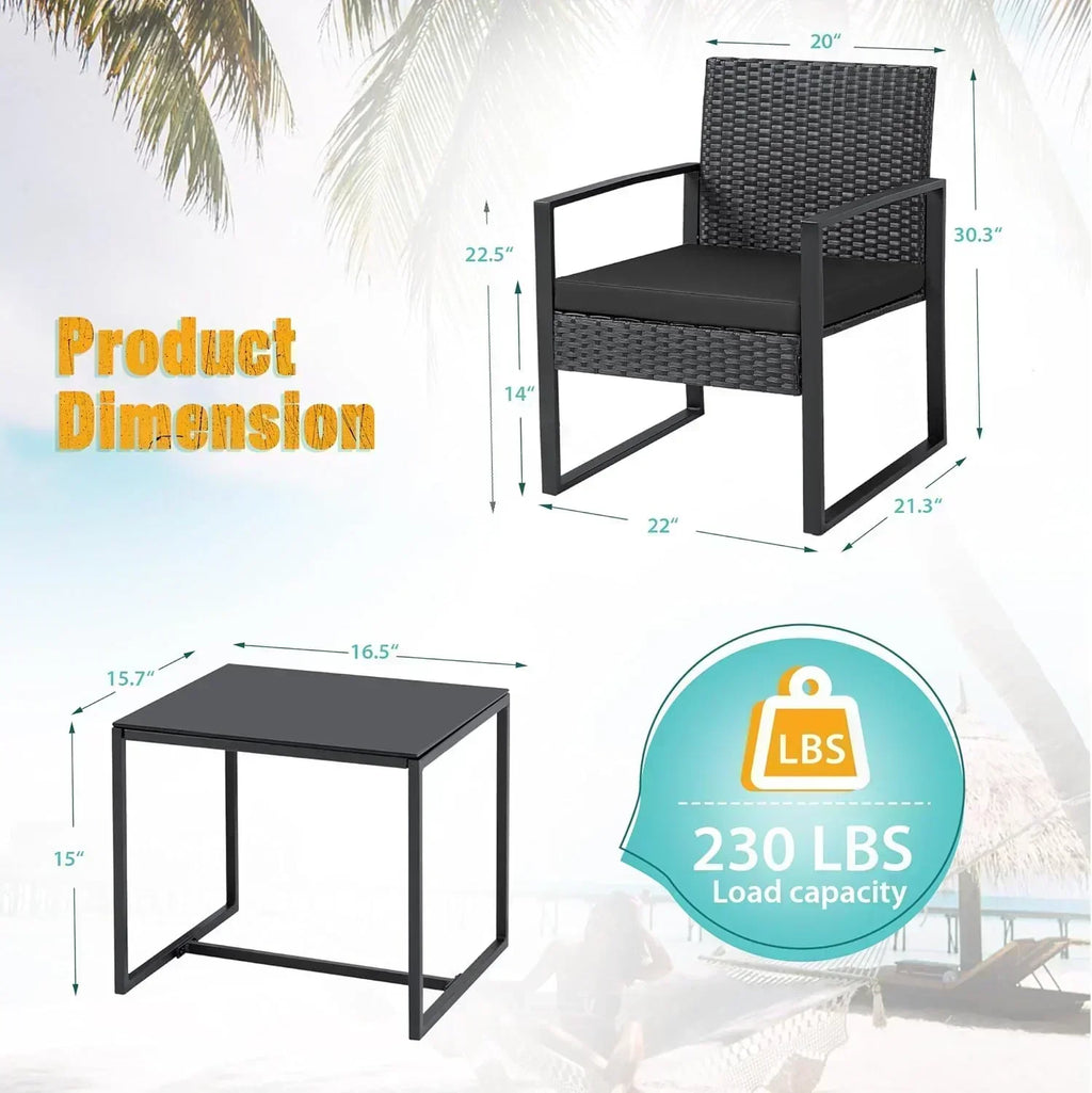 Flamaker 3 Pieces Patio Set Outdoor Wicker Furniture Sets Modern Rattan Chair Conversation Sets