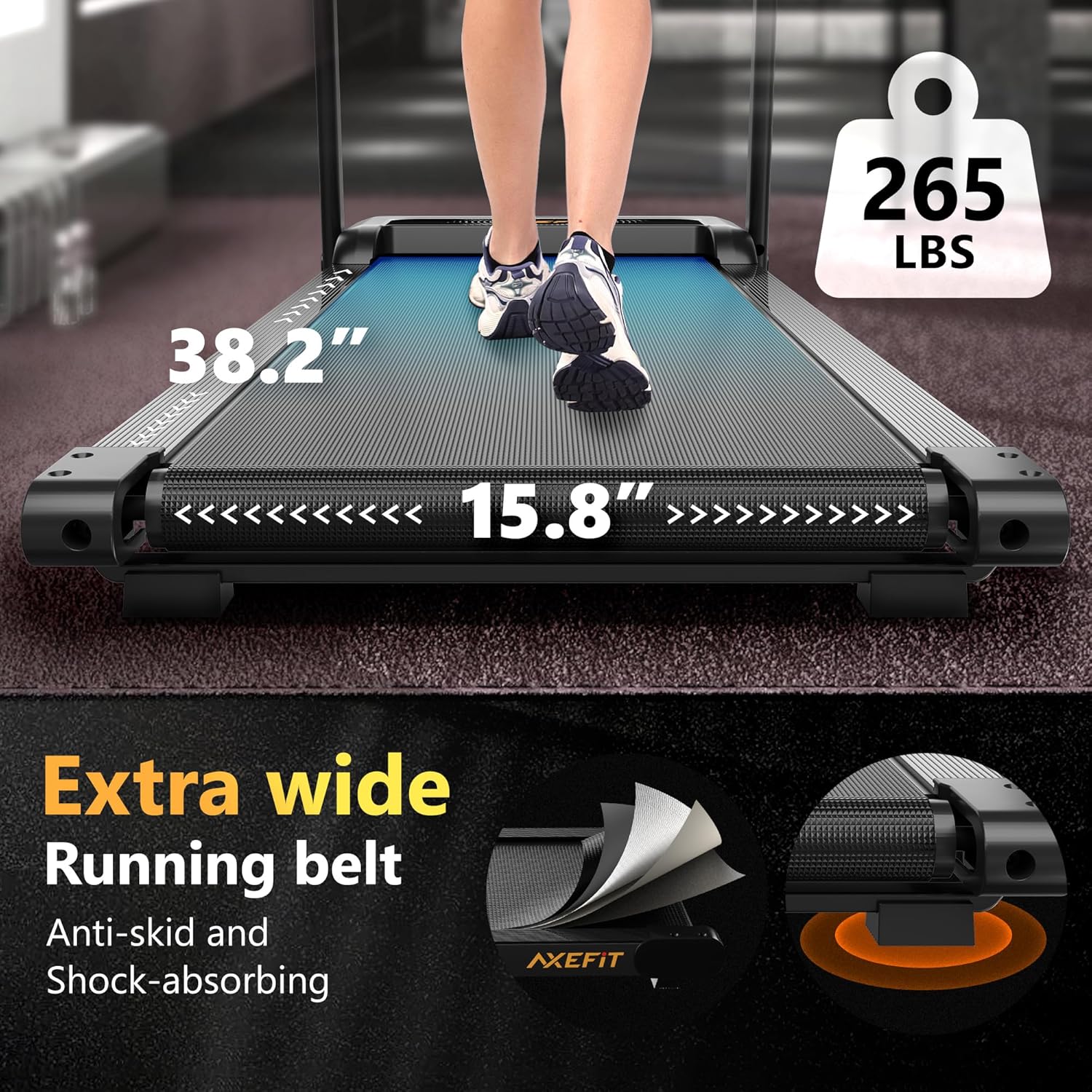 2.5 HP Portable Treadmill with Inclined Walking Pad Panel and Remote 4-in-1 Walking Treadmill