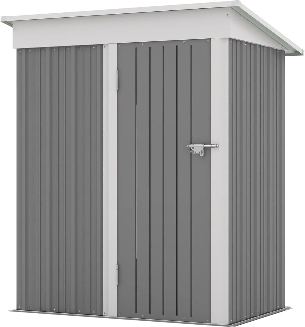Patiowell 5x3 FT Outdoor Storage Shed Tool Shed with Sloping Roof and Lockable Door Metal Shed