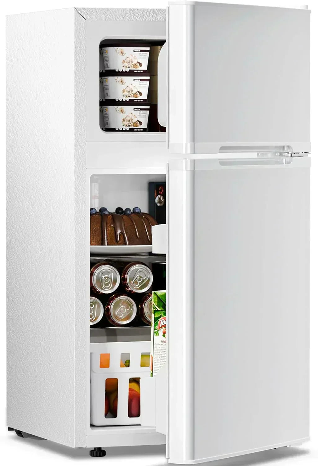Antarctic Star 3.2 Cu.Ft Mini Refrigerator with Freezer Double Door Fridge Compact Refrigerator