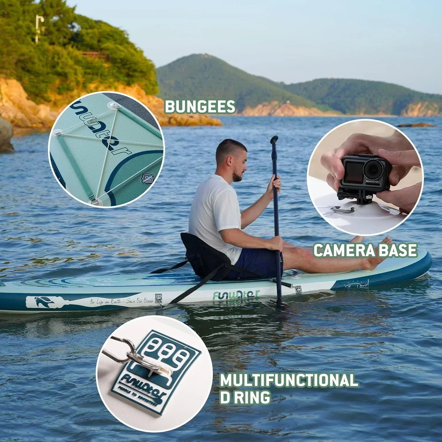 FunWater Inflatable Stand Up Paddle Board Premium SUP Paddle Accessories EVA Deck