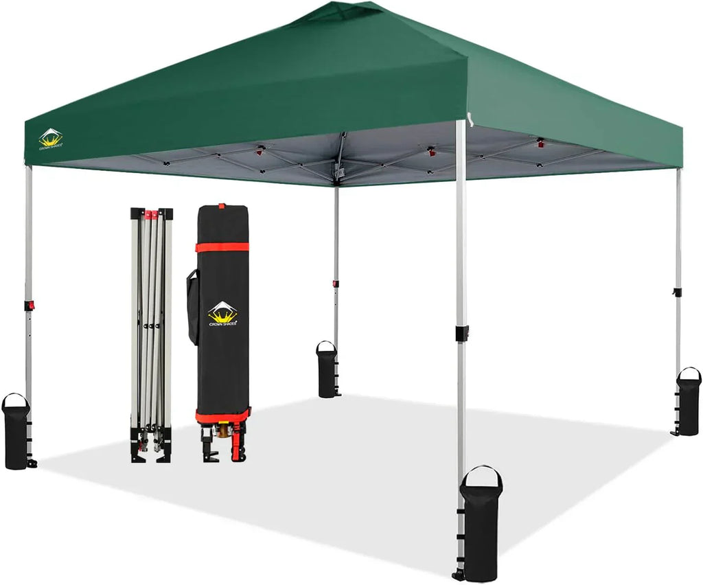 10x10 Pop-Up Awning One-Click Installation Beach Tent Outdoor Sunshade Silver Coated Top