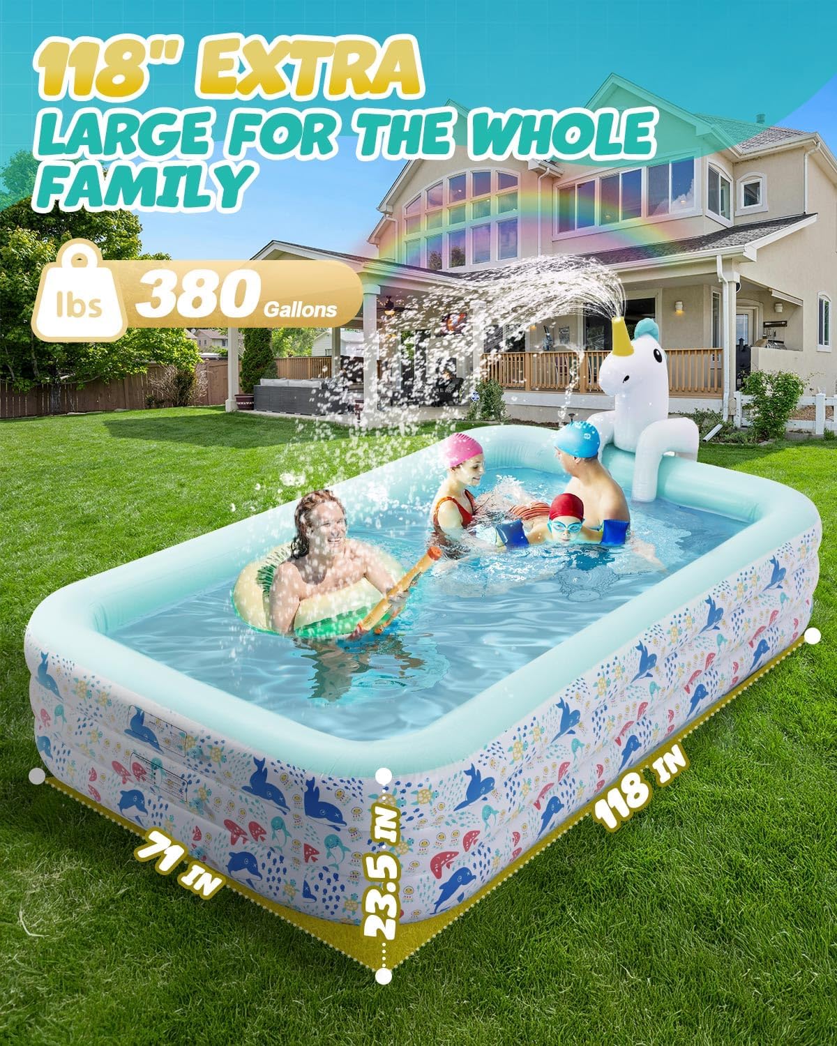 Inflatable Pool for Kids and Adults Blow up Swimming Pool Sprinkler Thicken Oversized Pools
