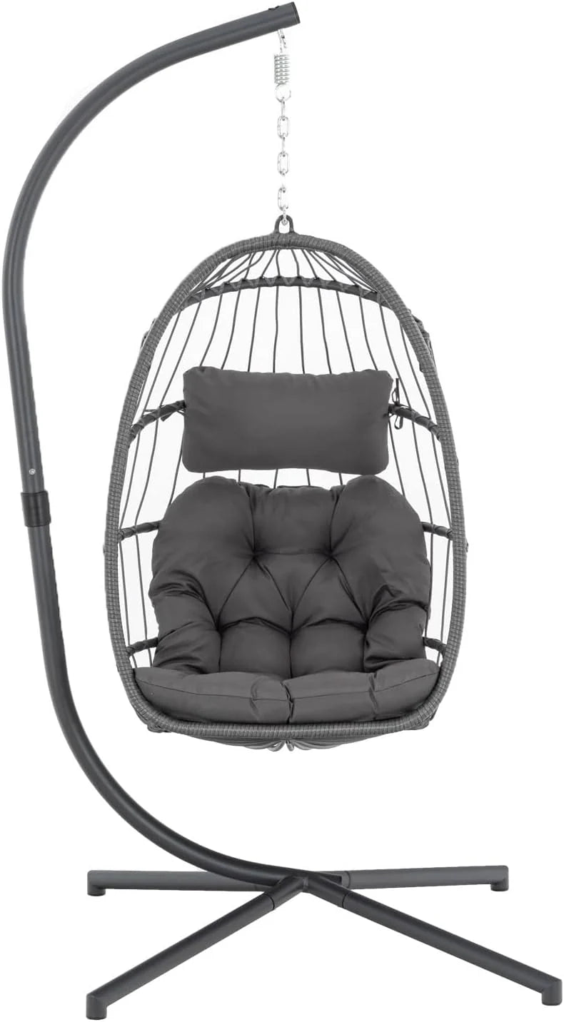 Yechen Indoor Outdoor Egg Hanging Chair Patio Wicker Swing Egg Chair Indoor Swinging Chair