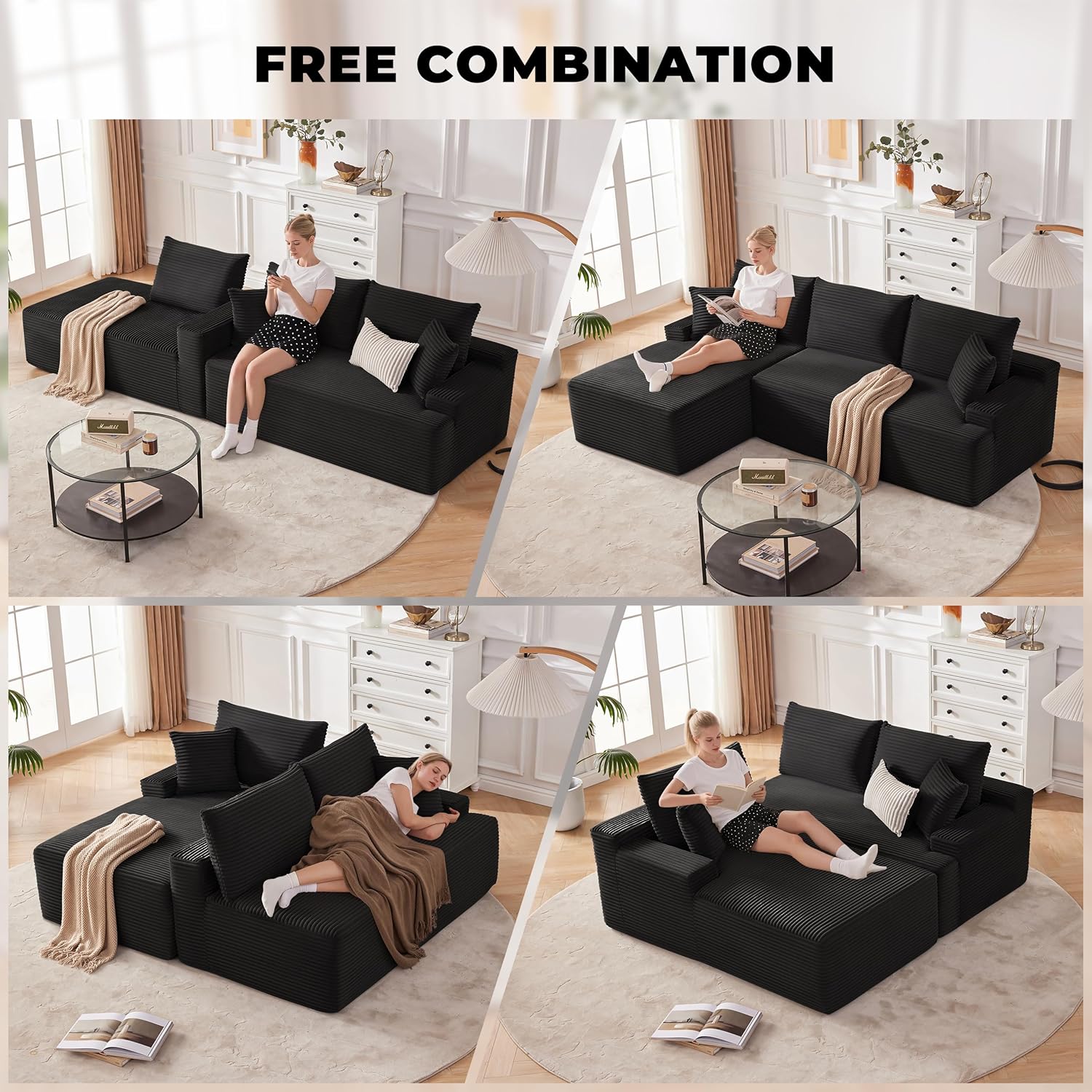 110-inch cloud sofa boneless sofa in the living room modular sofa with deep seats