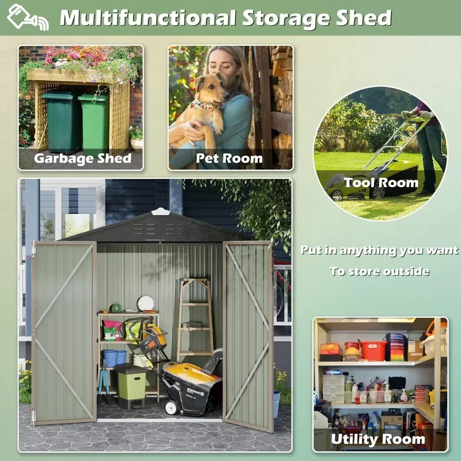 Devoko Outdoor Storage Shed Lockable Metal Garden Shed Steel Anti-Corrosion Storage House