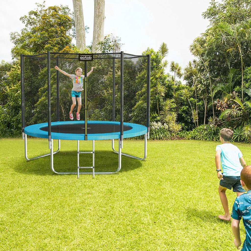 AOTOB 8FT 10FT 12FT 14 FT 15FT Trampoline with Safety Enclosure Net Outdoor Trampoline