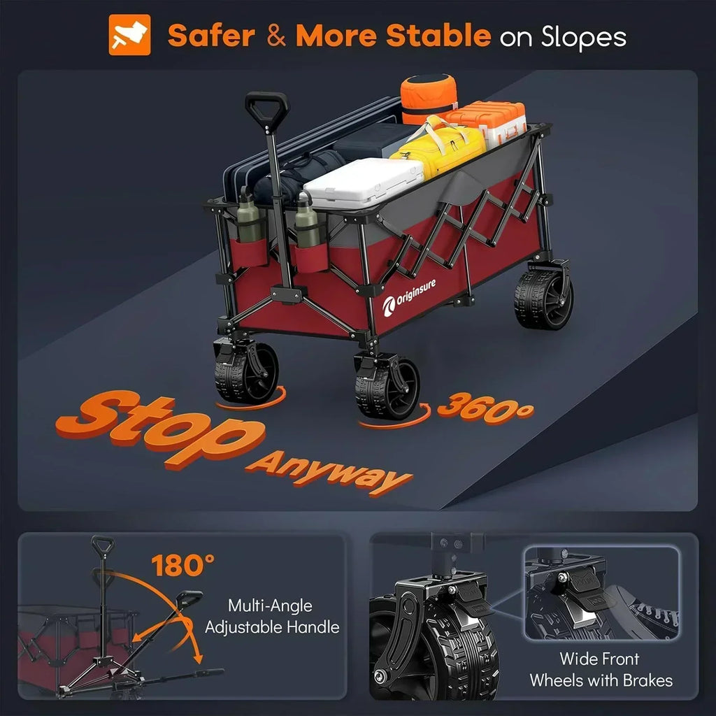 38 long foldable four-wheel stroller 460 lb capacity 220 liter folding beach stroller
