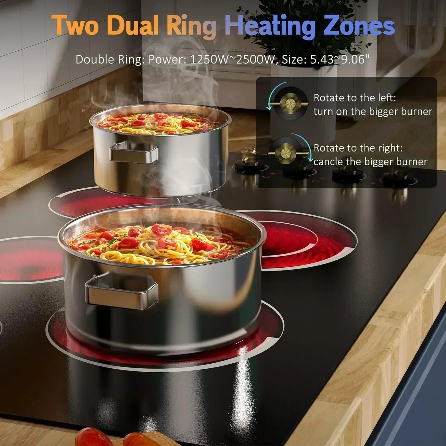 Electric Cooktop 30 Inch - 5 Burners Built-in Ceramic Cooktop 30 Electric Stove Top