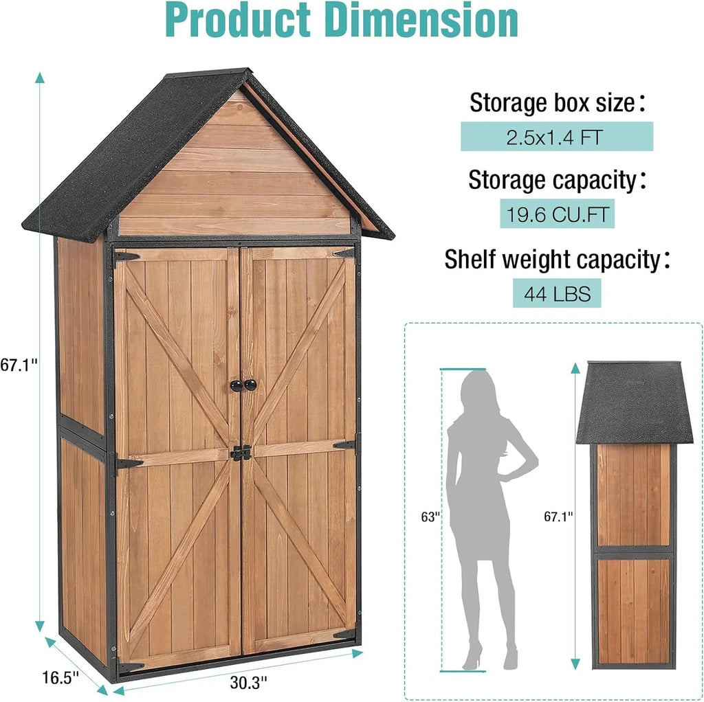 Sheds Outdoor Storage Garden Shed with Metal Frame Structure and Adjustable Shelves