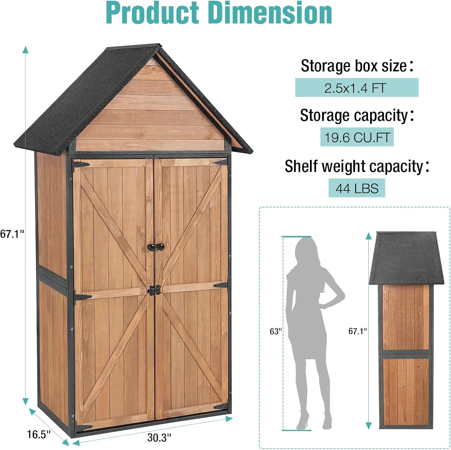 Sheds Outdoor Storage Garden Shed with Metal Frame Structure and Adjustable Shelves