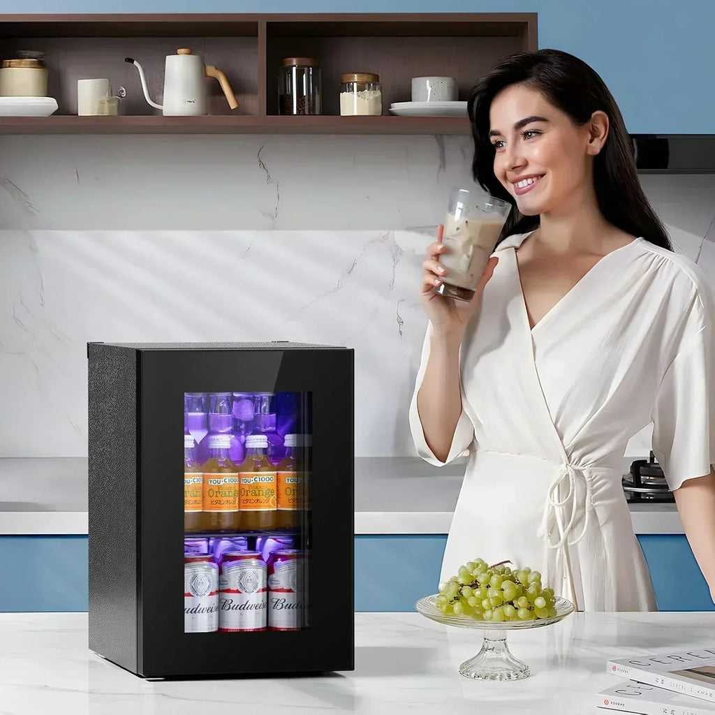 Antarctic Star Beverage Refrigerator Cooler 68 Can Mini Fridge with Glass Door for Beer Drinks Wine