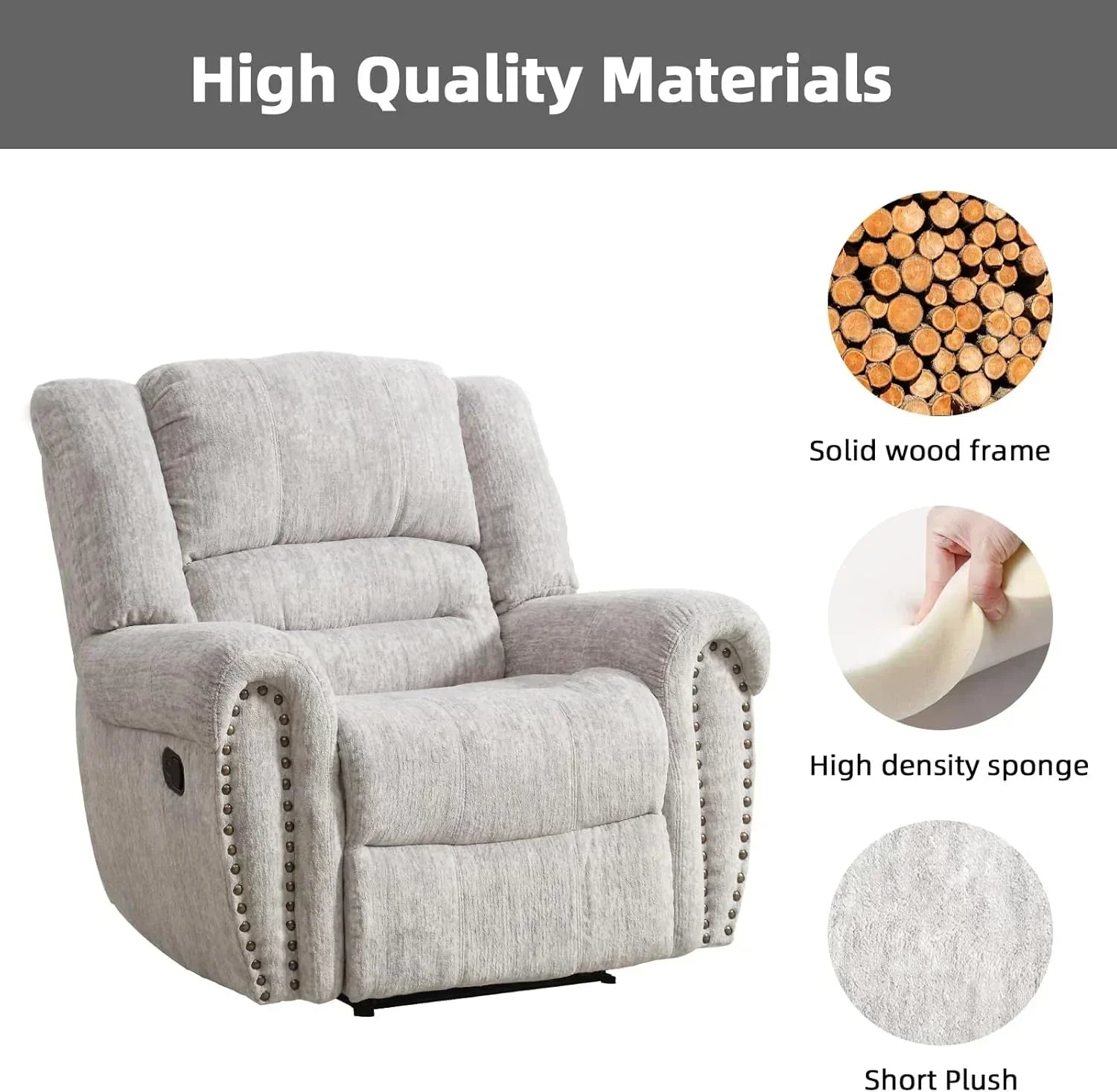 Leather recliner classic traditional manual recliner single sofa for living room