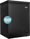 EUHOMY 3.5 Cu.Ft Chest Freezer with Removable Basket, Small Deep Freezer Adjustable 7 Thermostat, Quiet Mini Freezer Free-Standing Top Door, Energy Saving for Apartment/Garage/Basement/Dorm/Home,Black