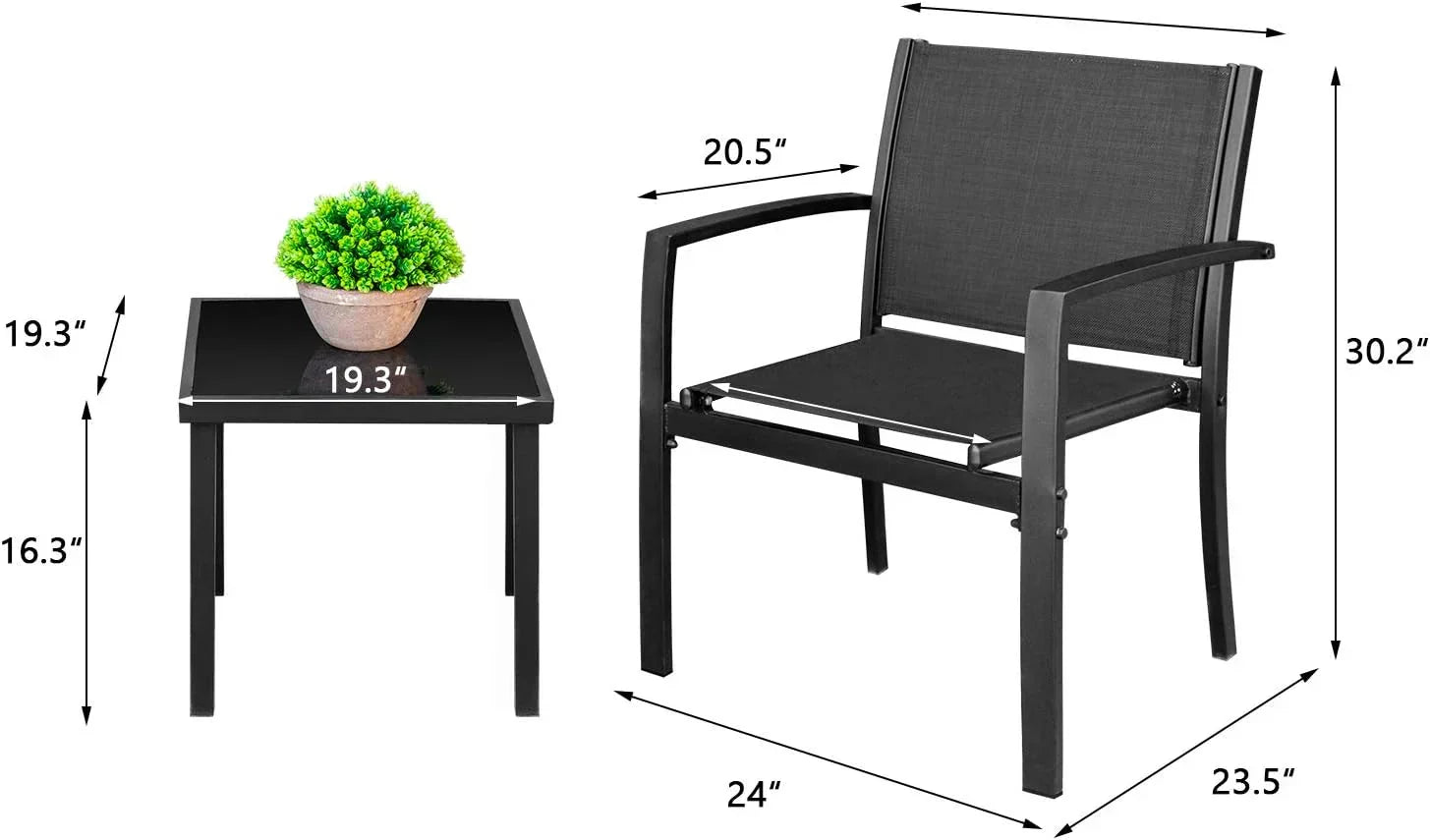 Homall Patio Dining Set 7 Pieces Outdoor Furniture Table and 6 Textilene Chairs Light Grey