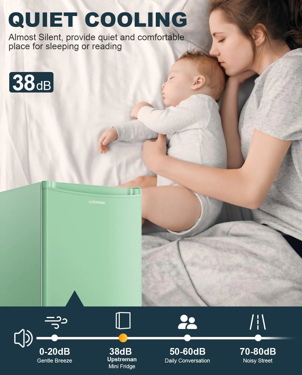 Upstreman 3.2 Cu.Ft Mini Fridge with Freezer, Single Door Mini Fridge, Dorm Fridge, Adjustable Thermostat, Mini Refrigerator
