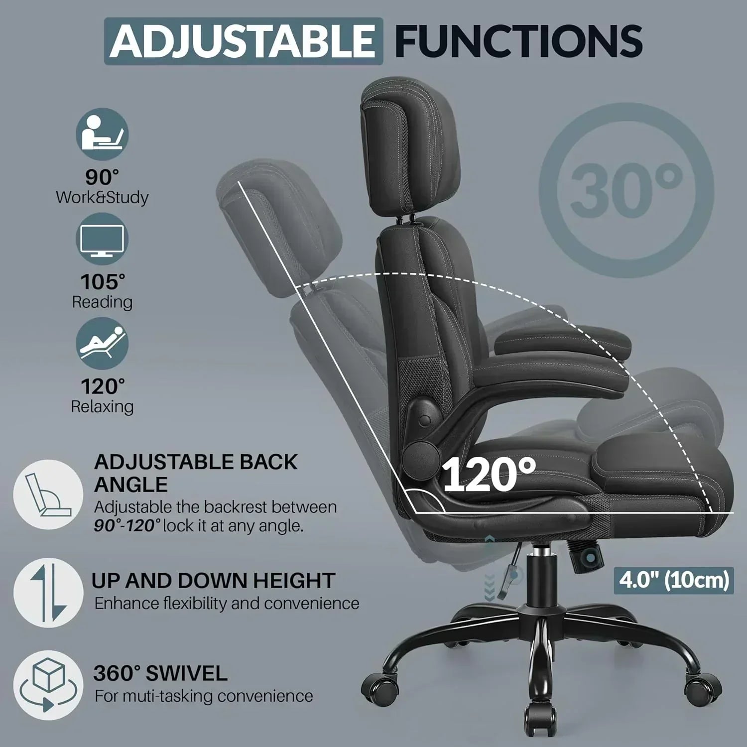 Office Chair Large High-Foot Computer Desk Chair Chair Lumbar Support Rotating Computer Chair