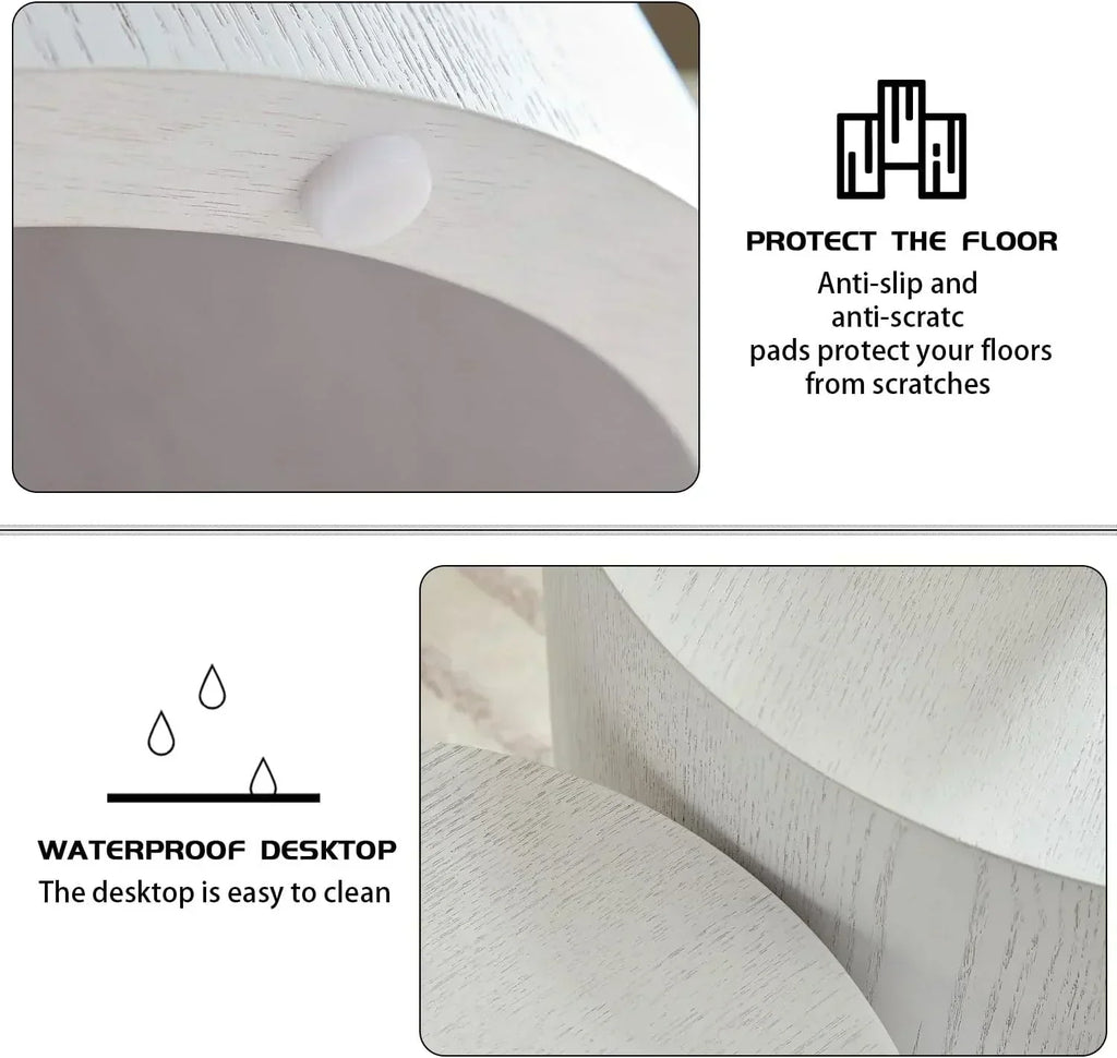 Nesting Coffee Table Set of 2 Modern Round Coffee Table with Non-Slip Feet Circle Accent Tables