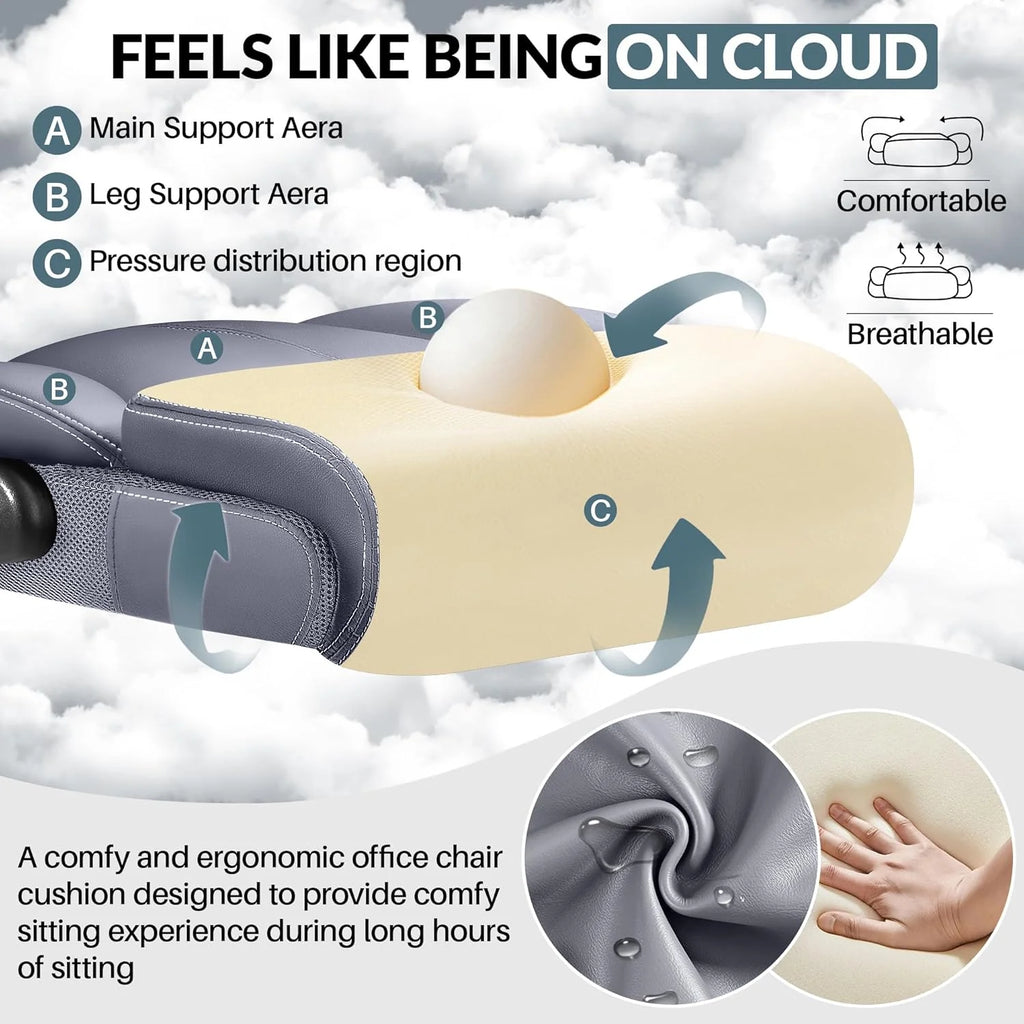 Office Chair Large High-Foot Computer Desk Chair, Breathable Leather Chair Lumbar Support Rotating Computer Chair