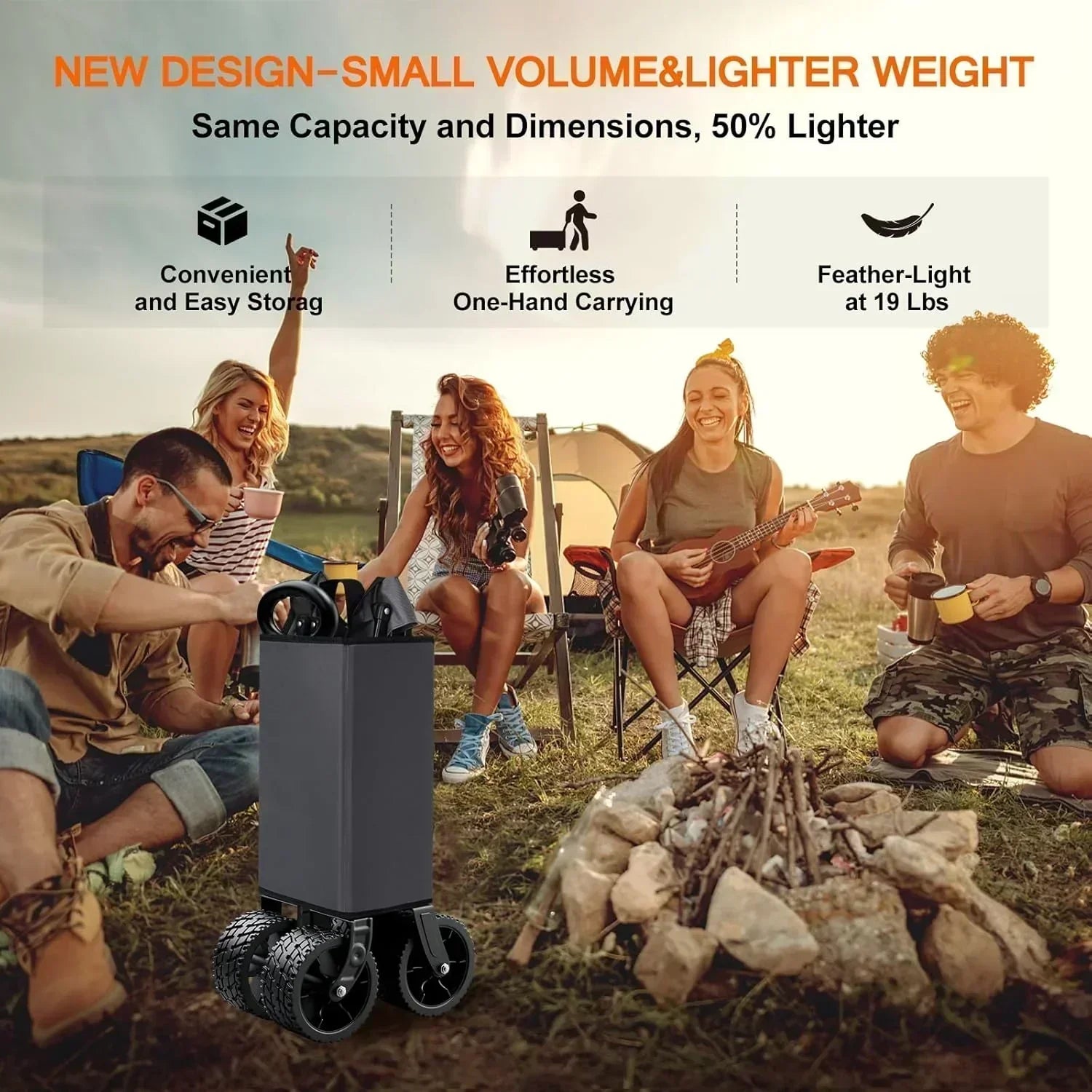 Large wheel foldable beach cart foldable beach cart with all-terrain wheels large load capacity