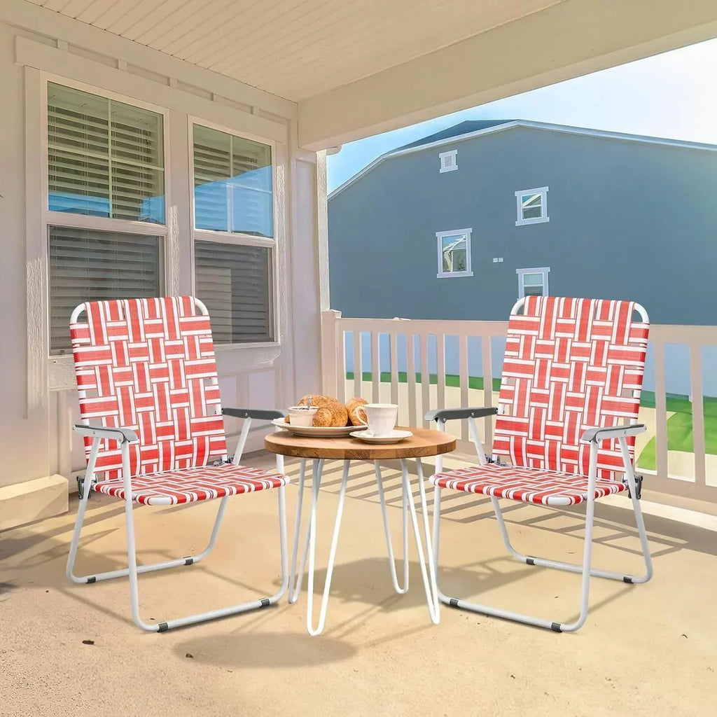 VINGLI Patio Lawn Webbed Folding Chairs Set of 2 Outdoor Beach Portable Lawn Chair