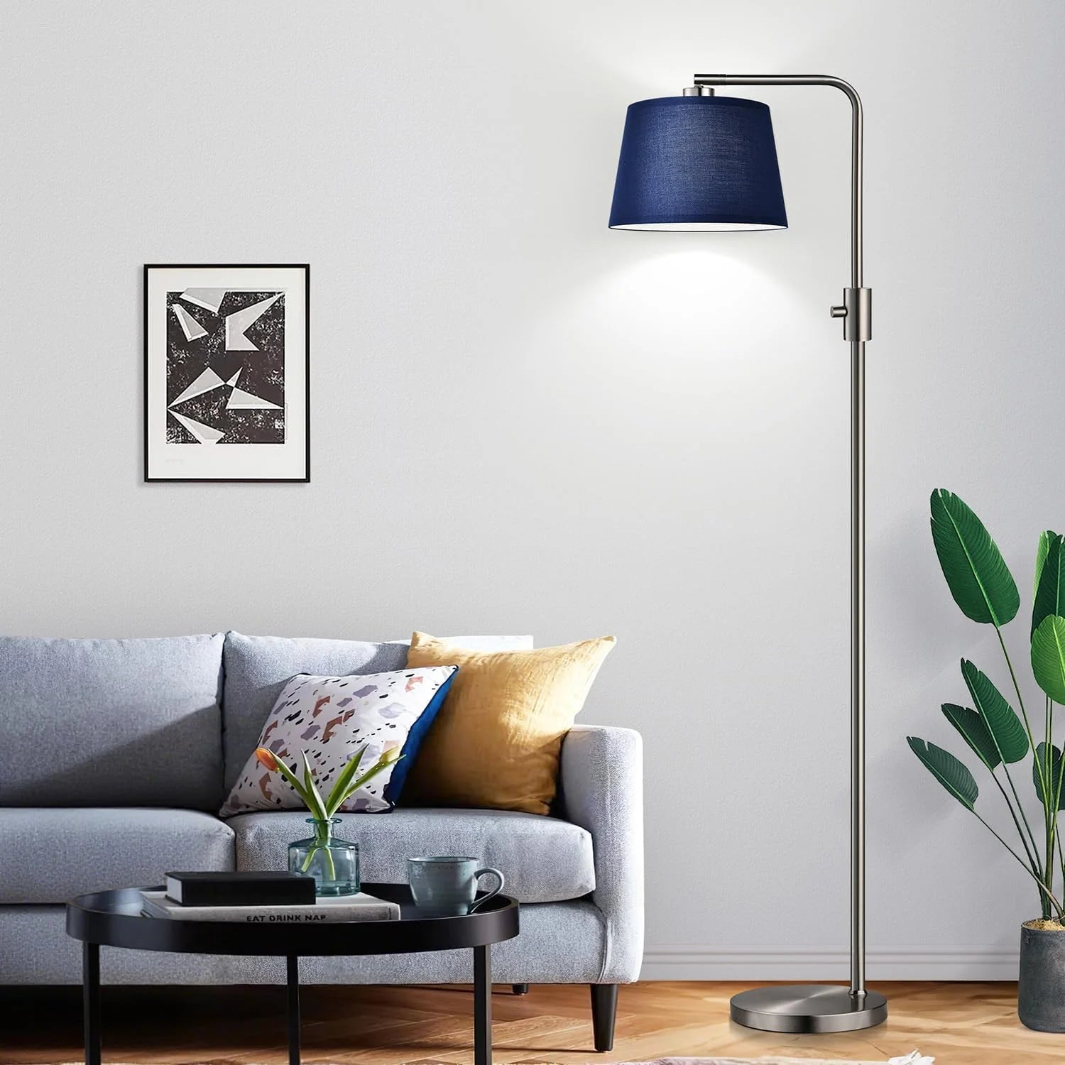 Dimmable LED Floor Lamp with Adjustable Head and Edison Style Bulb